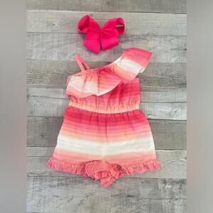 Janie And Jack Girls' 3-6 Months Pink Ombre One-Shoulder Romper